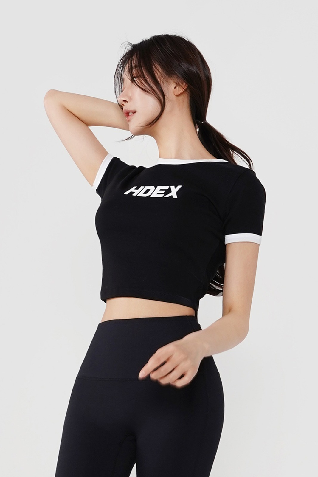 HDEX, 릴렉스핏 배색 크롭 티셔츠 5 color
